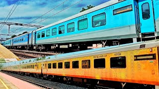 Furiously Speeding Vaigai Express vs First Run of A Faster Tejas After Lockdown At Srirangam [upl. by Elexa896]