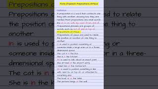 Parts of Speech Prepositions of Place Prepositions GrammarRules [upl. by Allenrad546]