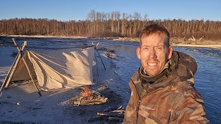 Solo Winter Bushcraft Camping in Alaska [upl. by Hyps]