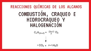 Tipos de reacciones alcanos combustión  craqueo e hidrocraqueo y halogenación [upl. by Remmos173]