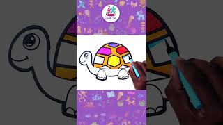 Lets Learn How to Draw a Turtle  kids drawing  Chiki art  Abc song phonics for Children [upl. by Oinotna893]