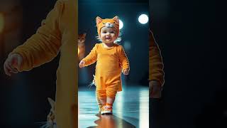 A baby and a orange cat merge togather youtubeshorts cute kawaii runway ai cat [upl. by Siulegroj549]