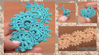 Crochet Puff Stitch Narrow Lace Tape Free Crochet Patterns [upl. by Aicele]