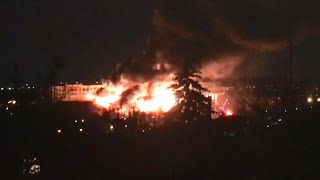 Massive fire breaks out at construction site in Streetsville [upl. by Noskcire]