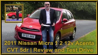 2011 Nissan Micra 1 2 12v Acenta CVT 5dr  Review and Test Drive [upl. by Aneekal782]