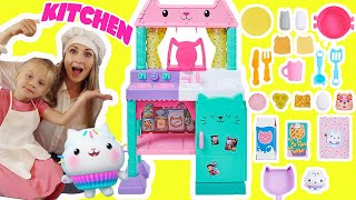 Gabbys Dollhouse Cakey Kitchen Setup and Pretend Play Making Donuts [upl. by Ecinhoj]