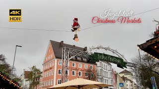 Ingolstadt Christmas Market and Rainy Walk around Town  4K HDR [upl. by Sivi]