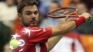 Highlights Dusan Lajovic SRB v Stanislas Wawrinka SUI [upl. by Gardell]