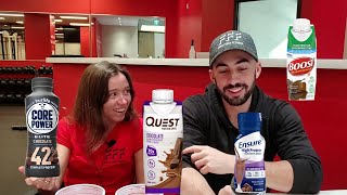 Review amp Taste Test  Best Protein Shakes  Quest vs Power Core vs Ensure vs Boost [upl. by Cyprian]