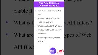 Commonly Asked Web API Interview Questions webapi [upl. by Michele]