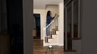 Painting Our Bannister diy newhome homeowner [upl. by Ayres]