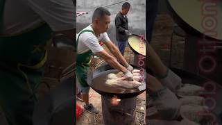 cook showing how to fry fish in a case with boiling oil in a rural area [upl. by Melc265]