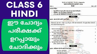 Class 6 Hindi Exam Question Paper with Answer  6th Hindi Onam Exam Question Answer [upl. by Midge32]