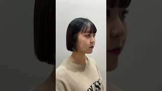 あごラインのタッセルボブ。美容学生なので、完全なまっすぐで！というオーダー！ タッセルボブ ヘアーライズ あごラインボブストレートヘア [upl. by Tlaw94]