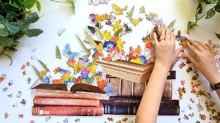 Blooming Books  Galison 750Piece Shaped Jigsaw Puzzle Time Lapse [upl. by Ardnaxela669]