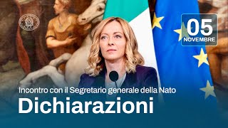 Dichiarazioni alla stampa del Presidente Meloni e del Segretario generale della NATO Rutte LIS [upl. by Akceber158]