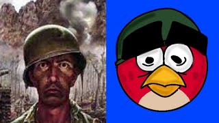 Thousand yard stare meme but Red bird from Angry birds Blue screen [upl. by Jit]