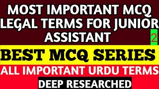 PART 2 LEGAL AND URDU TERMS MCQ FOR JUNIOR ASSISTANT STENOGRAPHER FOR JampK HIGH COURT [upl. by Norm]