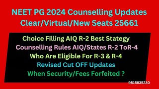 NEET PG 2024  Choice Filling Strategy amp Counselling Rules AIQStatesneetpg2024 [upl. by Stockmon989]