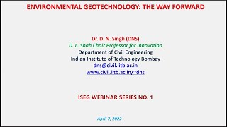 ISEG Webinar Series D N Singh IIT Bombay India  Webinar 1 [upl. by Marlowe651]