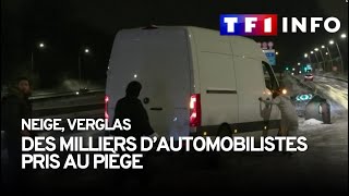 La neige tombe en région parisienne pagaille sur les routes [upl. by Trager691]