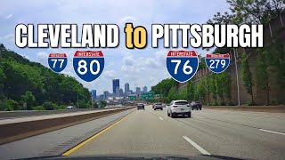 Cleveland Ohio to Pittsburgh Pennsylvania interstate road trip  I 77  I 80  I 76  I 279 [upl. by Bartolemo102]