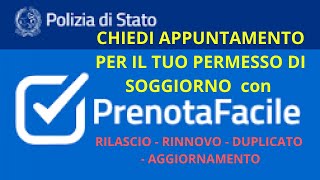 NUOVO MODO PER PRENOTARE APPUNTAMENTO RILASCIO RINNOVO AGGIORNAMENTO DEL PERMESSO DI SOGGIORNO [upl. by Donica]