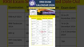 RRB Exam Schedule 2024  RRB Exam Calendar  RRB Declared Exam Date rrb ytshorts shorts [upl. by Nnylyma]