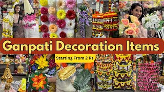 Ganpati Decoration Ideas  Artificial Flowers Starts From 2 Rs  Decoration Items Wholesale Market [upl. by Ydde]