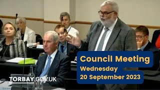 Torbay Council Meeting 20 September 2023 [upl. by Anaert]