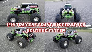 110 Traxxas Grave Digger Stock Brushed System Runs [upl. by Chuah926]