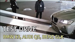 BMW X3 AUDI Q5 BENZ GLK 4 Wheel Test Drive [upl. by Narton]