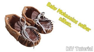 LEDER BABYSCHUHE HÄKELN  SELBER MACHEN  DIY  Nähen für Anfänger  Tutorial [upl. by Atiekahs]