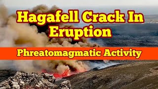 Hagafell Crack During Eruption Pyroclastic Eruption And Explosion Near Grindavík Iceland Volcano [upl. by Funk]