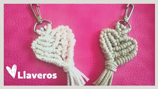 PASO A PASOComo hacer Llavero CORAZÓN ❤  macrame Heart keychain [upl. by Kettie]