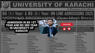 University of Karachi Announced Admissions in Bs 1st year amp Bs  3rd year [upl. by Rosel797]