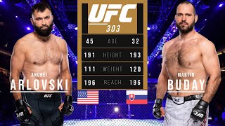 ANDREI ARLOVSKI vs MARTIN BUDAY FULL FIGHT UFC 303 [upl. by Inavoig]