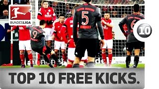 Top 10 Free Kicks of 201617 So Far   Lewandowski Rodriguez Risse amp Co [upl. by Auqeenahs303]