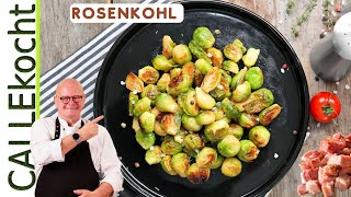 Rosenkohl mit Speck und Zwiebeln So wirst auch Du ihn lieben [upl. by Pernick]