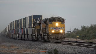 Part 1 Incredible high speed freight trains on the Union Pacific Sunset Route in Arizona [upl. by Yecniuq]