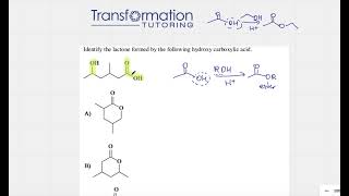 Identify The Lactone Formed By The Following Hydroxy Carboxylic Acid ACS Organic Chemistry Prep [upl. by Couchman]