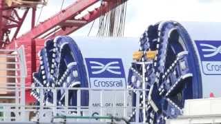 Crossrails giant tunnelling machines lowered 40 metres underground [upl. by Barbara-Anne669]