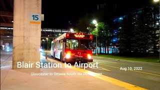 Blair Station to Ottawa Airport YOW • OTrain Line 1 97 Airport Aug 10 2022 [upl. by Ydisac350]