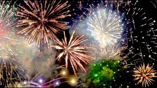 Fireworks Sound Effects and Stock Video 4K  Colorful Fireworks Exploding in Night Sky ROYALTY FREE [upl. by Halas]