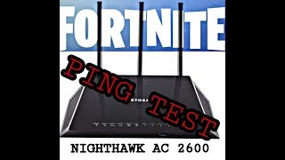 NETGEAR NIGHTHAWK AC2600 PING TEST  ON FORTNITE [upl. by Sualkcin867]