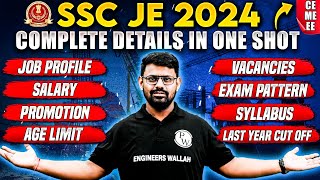 SSC JE NOTIFICATION 2024  Syllabus  Job Profile  Salary  Promotion  All Details in ONE SHOT [upl. by Eitirahc]