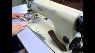 Pfaff 461 Industrial Sewing Machine with Table Leather Upholstery Webbing [upl. by Ditmore]