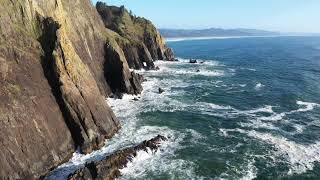 Drone aerial video of beautiful Oregon Coast Devils Cauldron [upl. by Anahsirk]