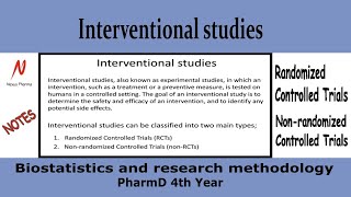 Interventional studies  Biostatistics and Research methodology  PharmD 4th year [upl. by Lamhaj]