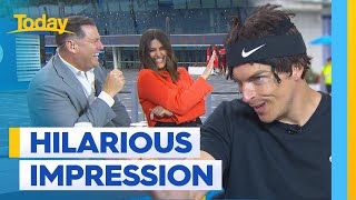 Hilarious tennis impersonator catches up with the show  Today Show Australia [upl. by Almita]